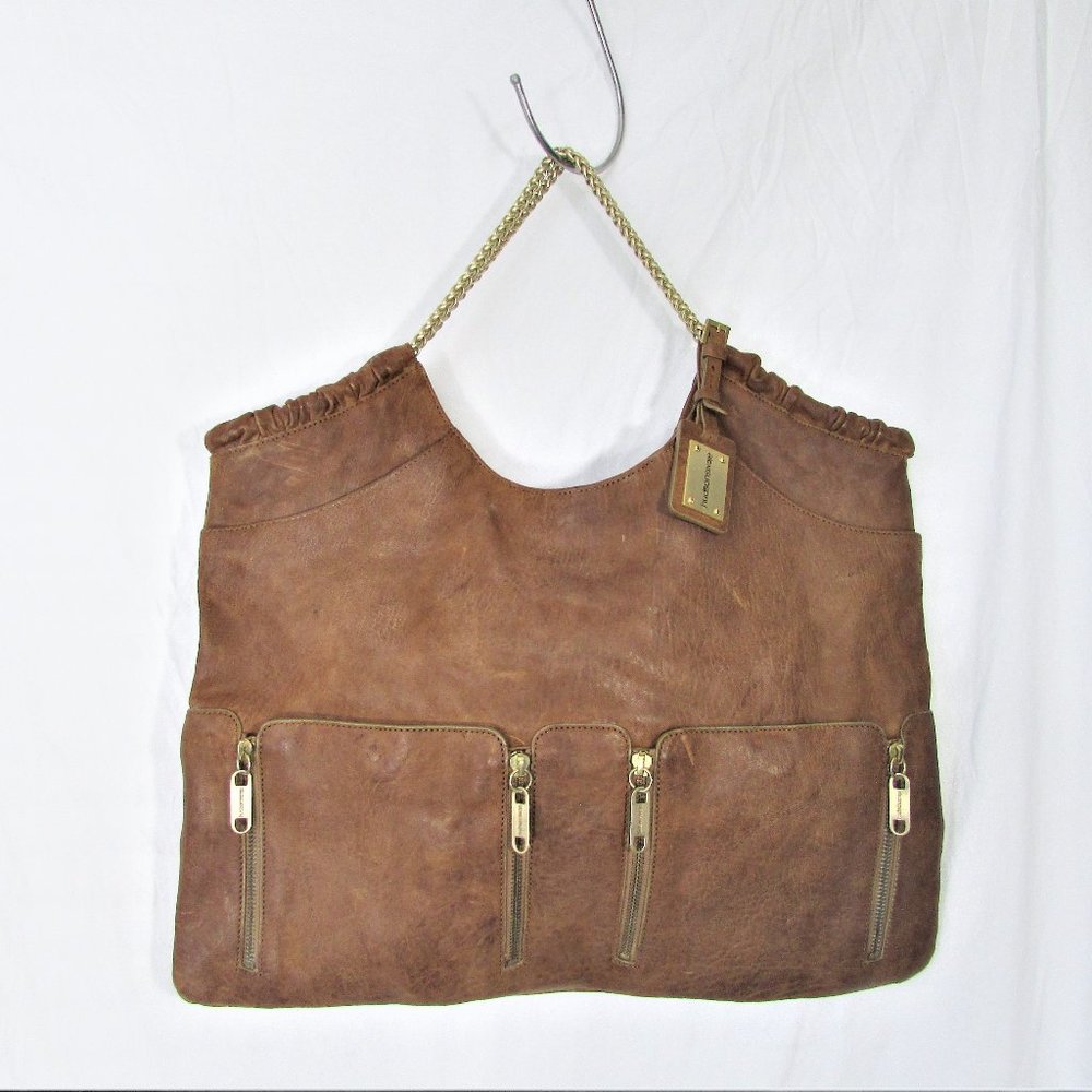 Alexis Hudson tan leather handbag 15.5 X18
